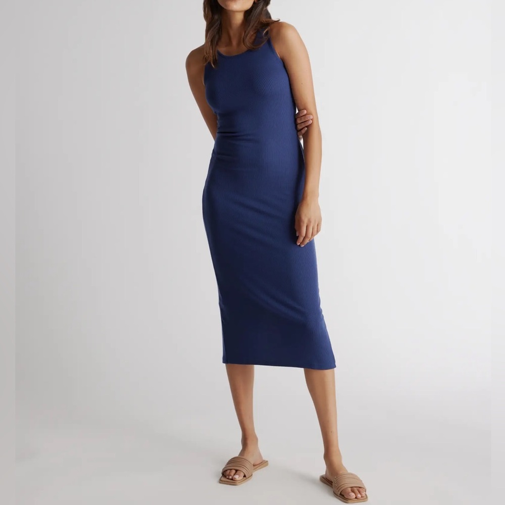 Casual Navy Midi Sleeveless Dress